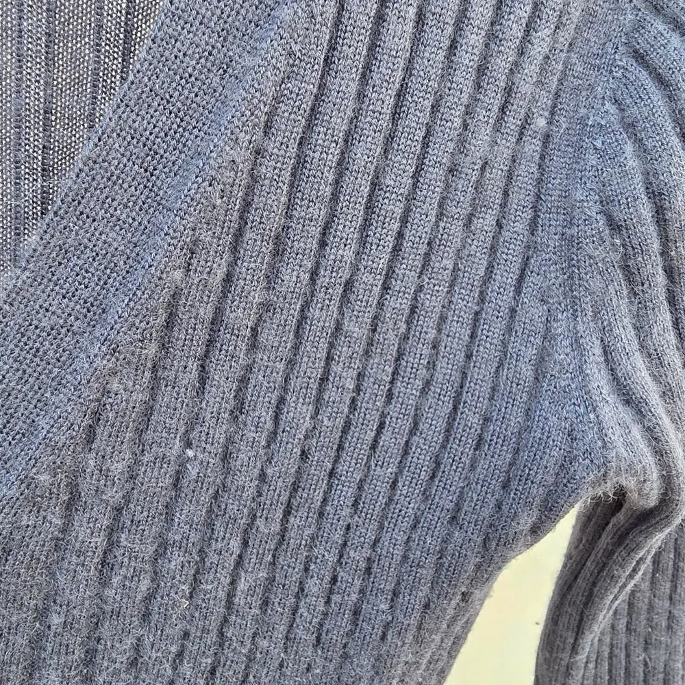 Prada navy ribbed cashmere and silk blend cardigan